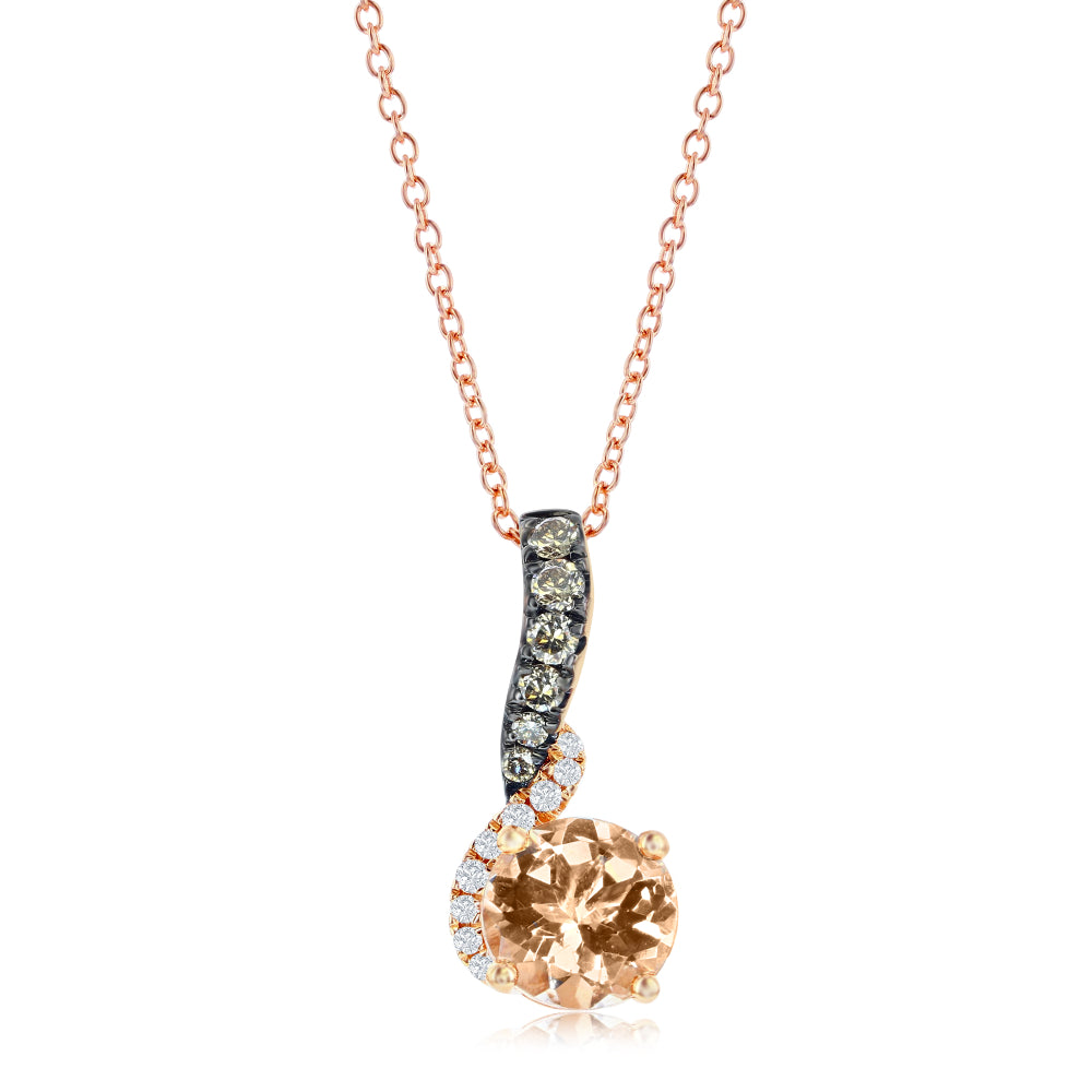 Le Vian Chocolatier� Pendant featuring 1/2 cts. Peach Morganite?, 1/15 cts. Chocolate Diamonds�, Vanilla Diamonds� set in 14K Strawberry Gold�