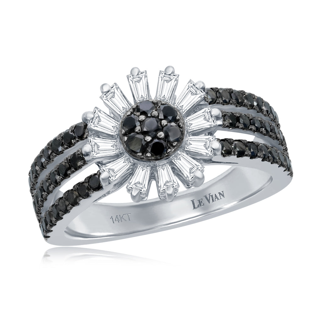 Le Vian Exotics� Ring featuring 5/8 cts. Black Diamonds, 3/8 cts. Vanilla Diamonds� set in 14K Vanilla Gold�