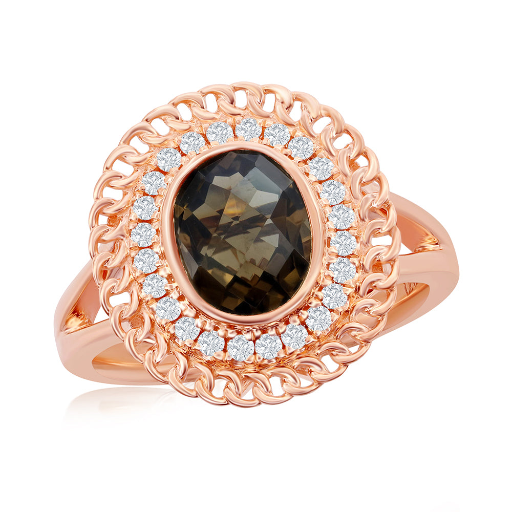 Le Vian Creme Brulee� Ring featuring 1  5/8 cts. Chocolate Quartz�, 1/5 cts. Nude Diamonds set in 14K Strawberry Gold�