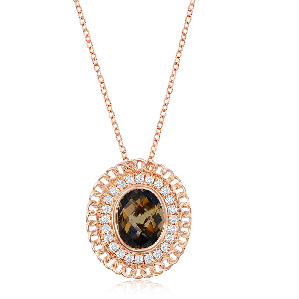 Le Vian Creme Brulee� Pendant featuring 1  1/2 cts. Chocolate Quartz�, 1/5 cts. Nude Diamonds set in 14K Strawberry Gold�