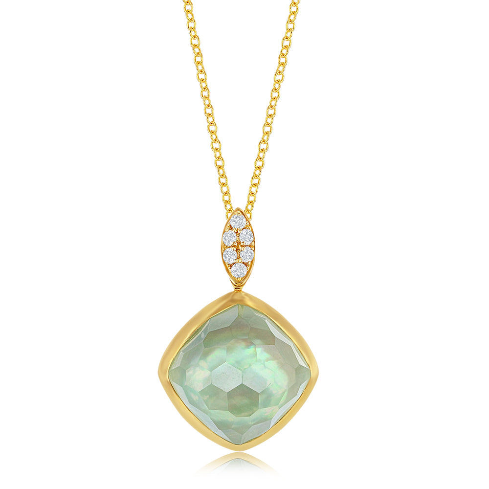 Le Vian Creme Brulee� Pendant featuring 5 3/8 cts. Green Amethyst   Black Shell, 1/20 cts. Nude Diamonds set in 14K Honey Gold