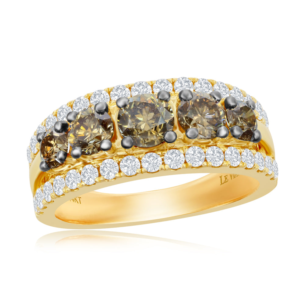 Le Vian Creme Brulee� Ring featuring 1 1/4 cts. Chocolate Diamonds�, 3/4 cts. Nude Diamonds set in 14K Honey Gold