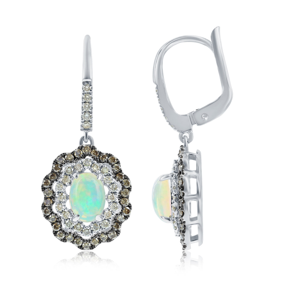 Le Vian� Earrings featuring 7/8 cts. Neopolitan Opal�, 3/8 cts. Nude Diamonds�, 1/2 cts. Chocolate Diamonds� set in 14K Vanilla Gold�