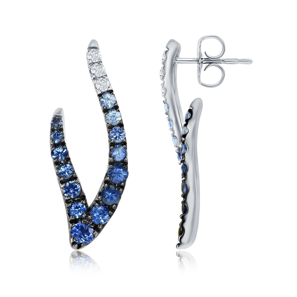 Le Vian Ombre Earrings featuring 1 cts. Denim Ombr�, 1/8 cts. White Sapphire,  set in 14K Vanilla Gold�