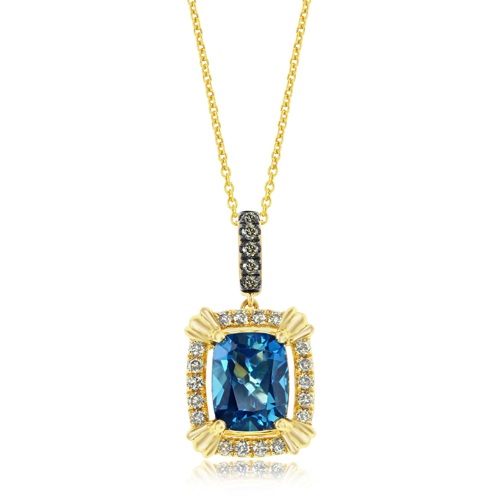 Le Vian� Pendant featuring 2 1/4 cts. Deep Sea Blue Topaz�, 1/20 cts. Chocolate Diamonds�, 1/5 cts. Nude Diamonds� set in 14K Honey Gold�