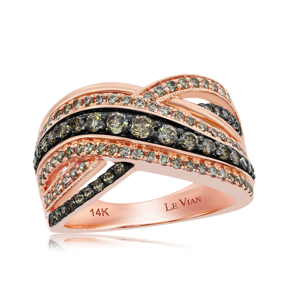 Le Vian� Ring featuring 1/2 cts. Chocolate Diamonds�, 1/2 cts. Nude Diamonds� set in 14K Strawberry Gold�