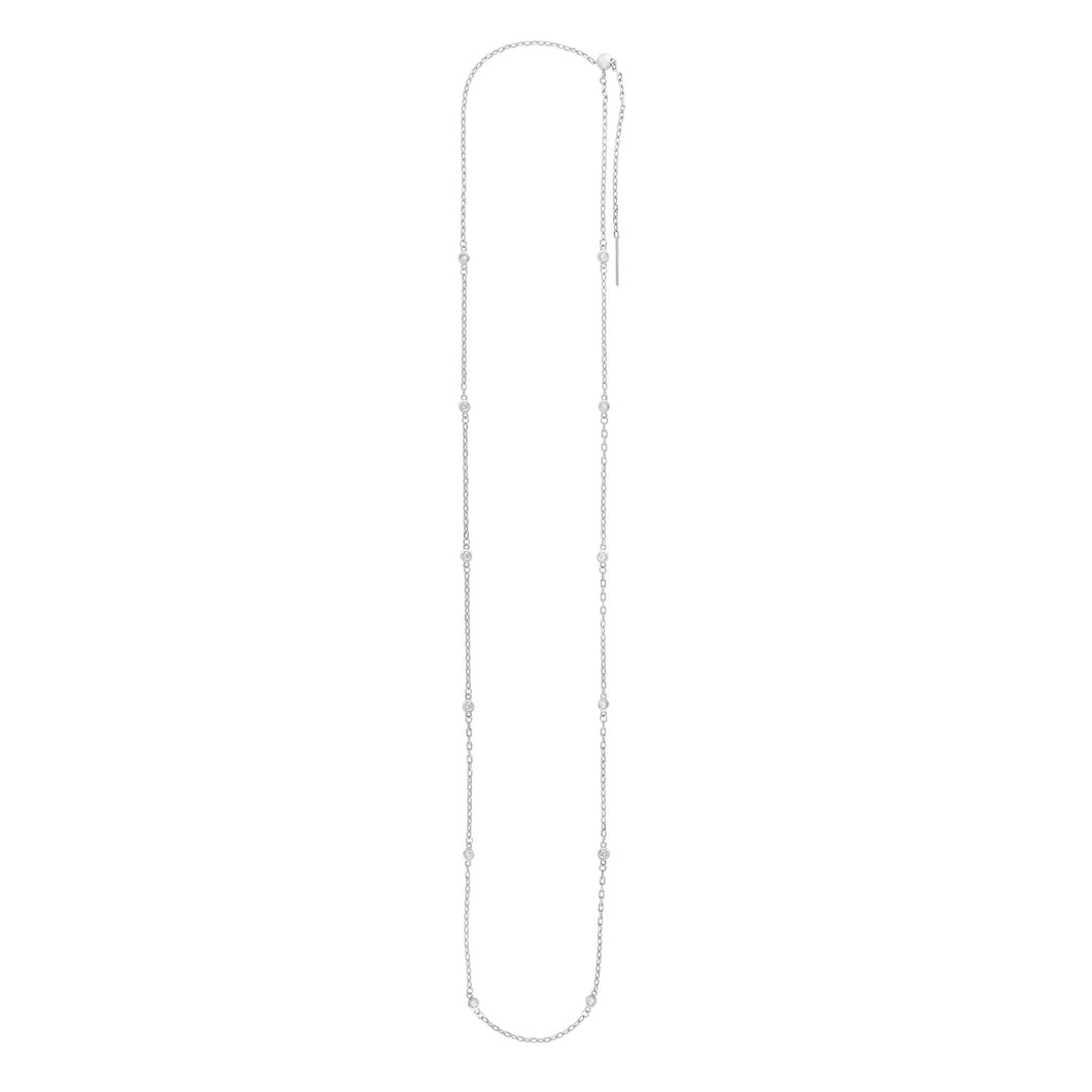 14K Gold 3mm Endless Adjustable .24ct Diamond Cable Chain