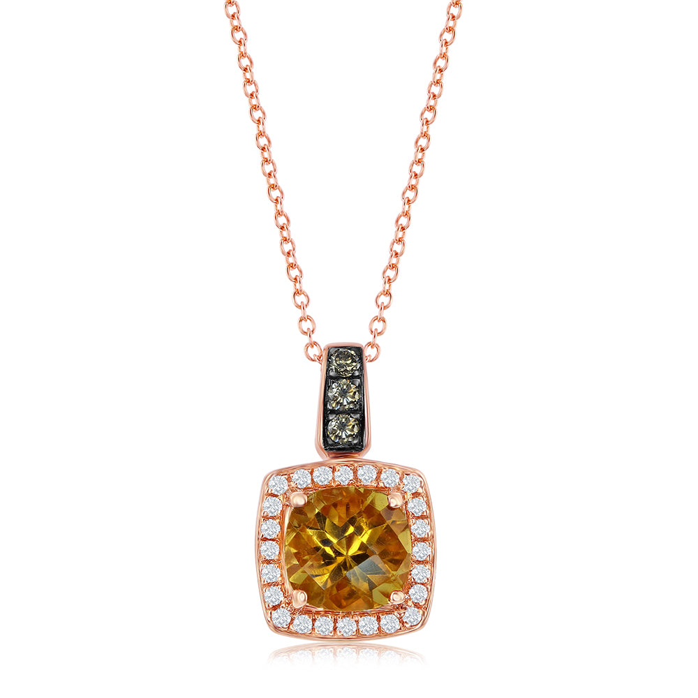 Le Vian Chocolatier� Pendant featuring 1 1/4 cts. Cinnamon Citrine�, 1/15 cts. Chocolate Diamonds�, 1/8 cts. Vanilla Diamonds� set in 14K Strawberry Gold�