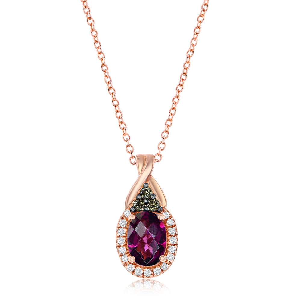 Le Vian� Pendant featuring 3/4 cts. Raspberry Rhodolite�, 1/15 cts. Chocolate Diamonds�, 1/15 cts. Vanilla Diamonds� set in 14K Strawberry Gold�