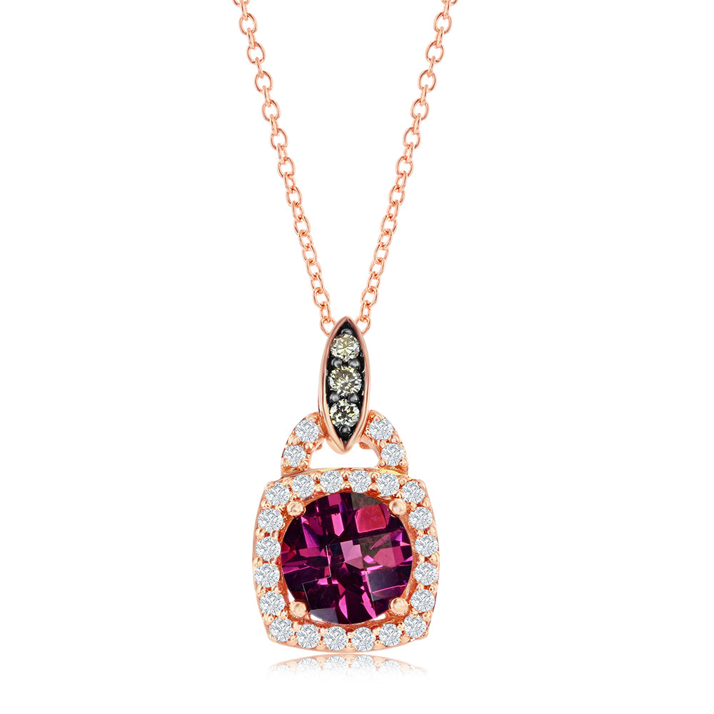 Le Vian Chocolatier� Pendant featuring 1  1/5 cts. Raspberry Rhodolite�, 1/20 cts. Chocolate Diamonds�, 1/5 cts. Vanilla Diamonds� set in 14K Strawberry Gold�