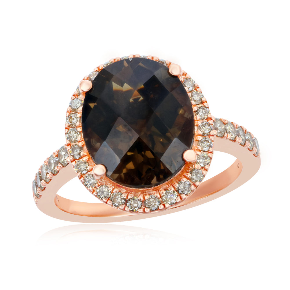 Le Vian Creme Brulee� Ring featuring 4 1/4 cts. Chocolate Quartz�, 1/2 cts. Nude Diamonds set in 14K Strawberry Gold�