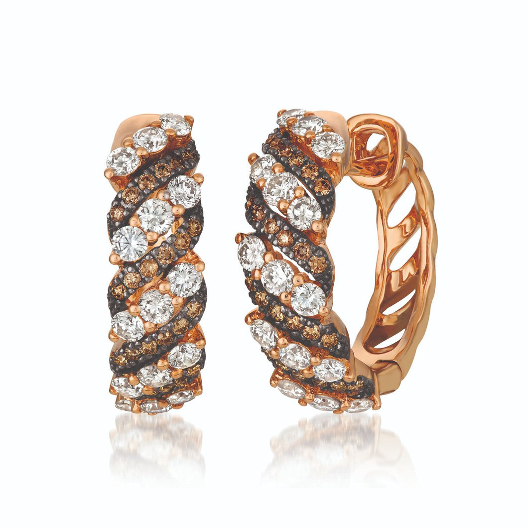 Le Vian Creme Brulee� Earrings featuring 1 1/3 cts. Nude Diamonds, 1/3 cts. Chocolate Diamonds� set in 14K Strawberry Gold�