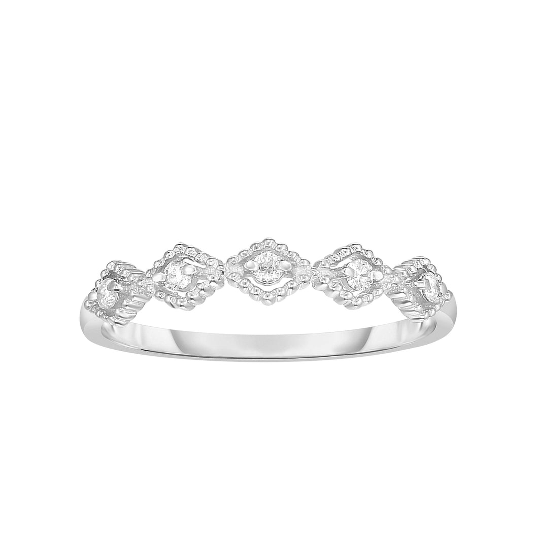 14K Gold .08ct Diamond Kite Shape Stackable Ring
