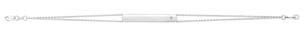 14K Gold Diamond Engravable Bar Bracelet