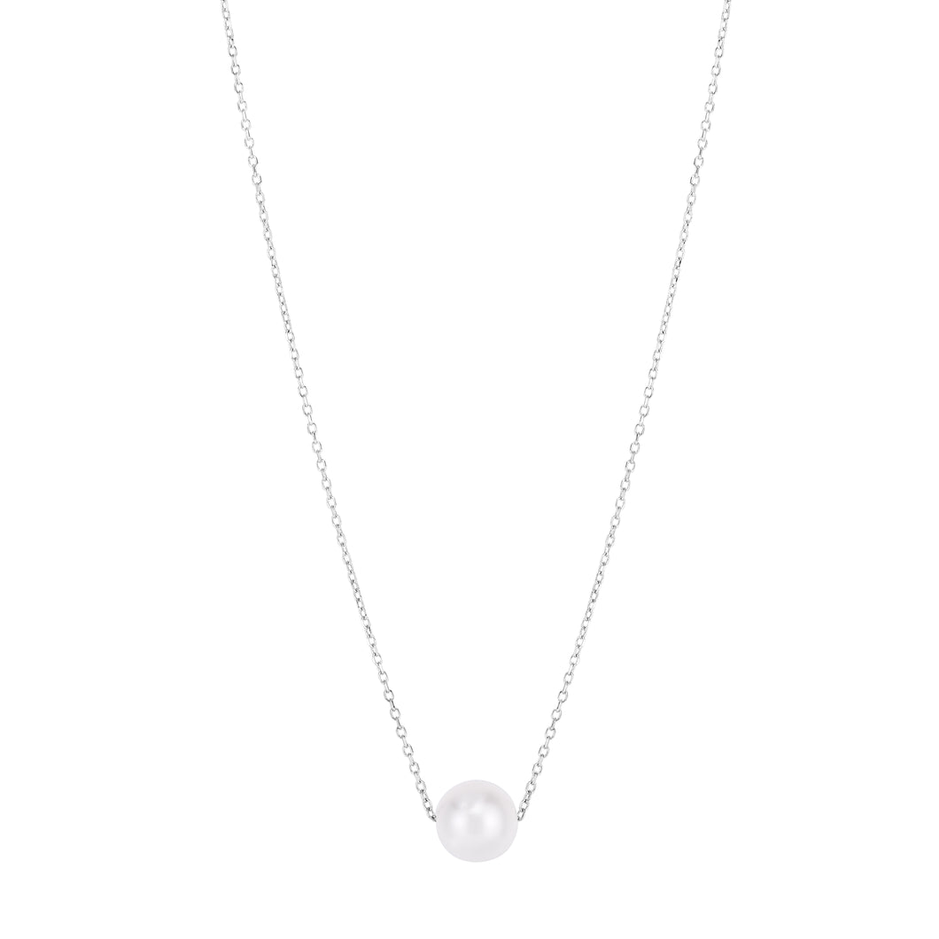 14K Pearl Necklace Solitaire necklace