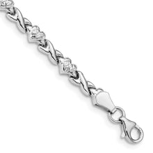 Load image into Gallery viewer, 14k White Gold Polished Heart &amp; X Bracelet
