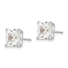 Load image into Gallery viewer, 14k White Gold 7mm Square CZ Post Earrings
