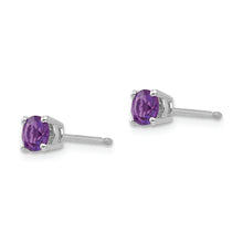 Load image into Gallery viewer, 14k White Gold 4mm Amethyst Earrings
