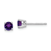 Load image into Gallery viewer, 14k White Gold 4mm Amethyst Earrings
