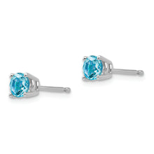 Load image into Gallery viewer, 14k White Gold 4mm Blue Topaz Earrings
