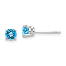 Load image into Gallery viewer, 14k White Gold 4mm Blue Topaz Earrings
