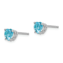 Load image into Gallery viewer, 14k White Gold 5mm Heart Blue Topaz Earrings
