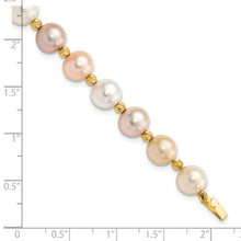 Load image into Gallery viewer, 14K 8-9mm Semi-round Pink Purple White FWC Pearl D/C Beaded Bracelet
