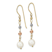 Load image into Gallery viewer, 14K Two Tone D/C Freshwater Cultured Pearls Dangle Earrings
