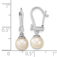 Load image into Gallery viewer, 14K White Gold 7-8mm Round White Saltwater Akoya Pearl .05ct Dia. Dangle Ea
