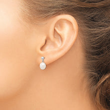 Load image into Gallery viewer, 14kw 8-9mm White Rice Freshwater Cultured Pearl Dangle Post Earrings
