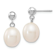 Load image into Gallery viewer, 14kw 8-9mm White Rice Freshwater Cultured Pearl Dangle Post Earrings
