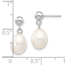 Load image into Gallery viewer, 14kw 7-8mm White Rice Freshwater Cultured Pearl Dangle Post Earrings
