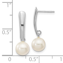 Load image into Gallery viewer, 14K White Gold 6-7mm Round White FWC Pearl Dangle Earrings
