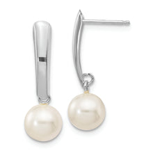 Load image into Gallery viewer, 14K White Gold 6-7mm Round White FWC Pearl Dangle Earrings
