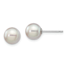 Load image into Gallery viewer, 14K White Gold 6-7mm Round Grey Saltwater Akoya Earrings
