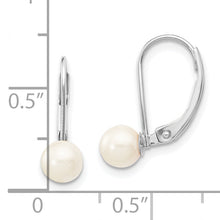 Load image into Gallery viewer, 14K White Gold 5-6mm Round White Saltwater Akoya Pearl Leverback Earrings
