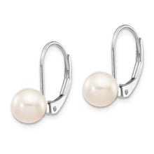 Load image into Gallery viewer, 14K White Gold 6-7mm Round White Akoya Pearl Leverback Earrings
