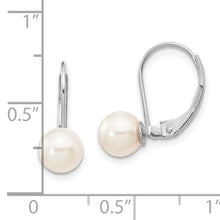 Load image into Gallery viewer, 14K White Gold 6-7mm Round White Akoya Pearl Leverback Earrings
