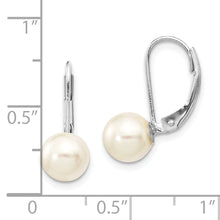 Load image into Gallery viewer, 14K White Gold 7-8mm Round White Saltwater Akoya Pearl Leverback Earrings
