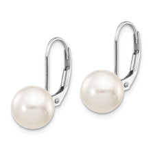 Load image into Gallery viewer, 14K White Gold 8-9mm Round White Saltwater Akoya Leverback Earrings
