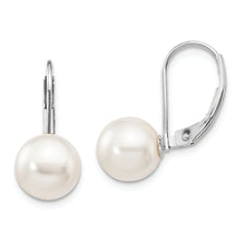 Load image into Gallery viewer, 14K White Gold 8-9mm Round White Saltwater Akoya Leverback Earrings
