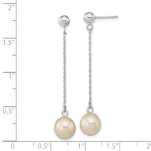 Load image into Gallery viewer, 14kw 7-8mm White Round Freshwater Cultured Pearl Dangle Post Earrings
