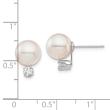 Load image into Gallery viewer, 14K White Gold 8-9mm Round White Saltwater Akoya .20ct. Diamond Earrings
