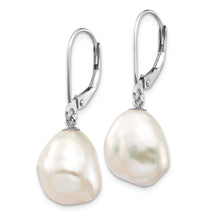 Load image into Gallery viewer, 14K White Gold 13x15mm Keshi White FWC Pearl Dangle Earrings
