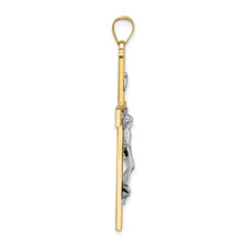 Load image into Gallery viewer, 14k Two-tone Polished Solid INRI Curcifix Cross Pendant

