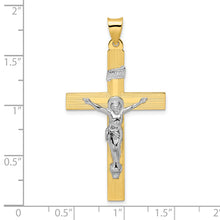 Load image into Gallery viewer, 14k Two-tone Polished Solid INRI Curcifix Cross Pendant
