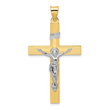 Load image into Gallery viewer, 14k Two-tone Polished Solid INRI Curcifix Cross Pendant
