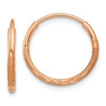 Load image into Gallery viewer, 14k Rose Gold 1.25mm Diamond-cut Endless Hoop Earring
