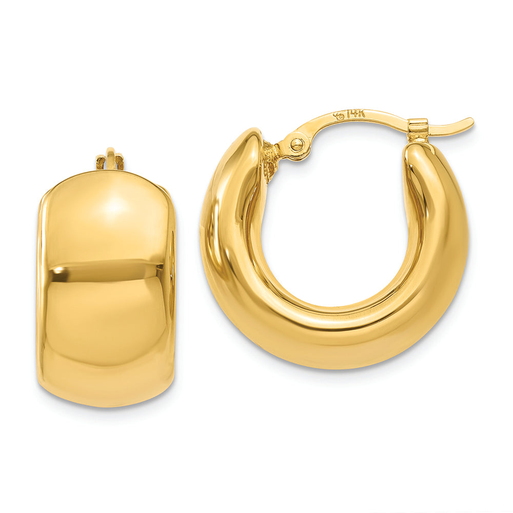 14k Wide Puffed Hoop Earrings