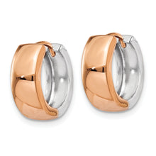 Load image into Gallery viewer, 14k Two-tone White and Rose Gold Hinged Hoop Earrings
